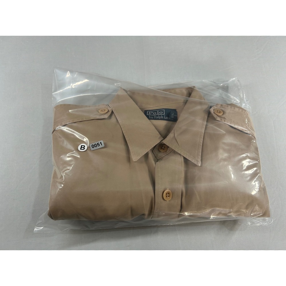Vintage Polo Ralph Lauren Mens Large Khaki Tan Safari Military Epaulette Shirt - Picture 6 of 6